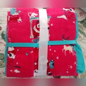 Nite Nite Munki Munki NWT Hot Pink Flannel Bottoms Turquoise Blue Top 3pc Large